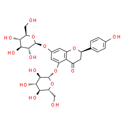 ChemSpider 2D Image | (2R)-5-(beta-D-Glucopyranosyloxy)-2-(4-hydroxyphenyl)-4-oxo-3,4-dihydro-2H-chromen-7-yl beta-D-glucopyranoside | C27H32O15