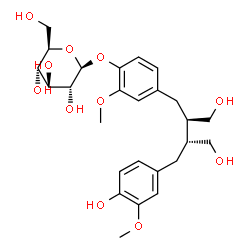 ChemSpider 2D Image | 4-[(2R,3R)-4-Hydroxy-3-(4-hydroxy-3-methoxybenzyl)-2-(hydroxymethyl)butyl]-2-methoxyphenyl beta-D-glucopyranoside | C26H36O11