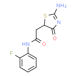 ChemSpider 2D Image | 5-Thiazolidineacetamide, N-(2-fluorophenyl)-2-imino-4-oxo- | C11H10FN3O2S