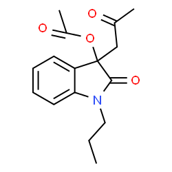 ChemSpider 2D Image | 2-Oxo-3-(2-oxopropyl)-1-propyl-2,3-dihydro-1H-indol-3-yl acetate | C16H19NO4