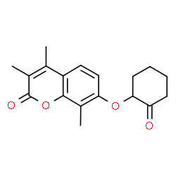 ChemSpider 2D Image | 3,4,8-Trimethyl-7-[(2-oxocyclohexyl)oxy]-2H-chromen-2-one | C18H20O4
