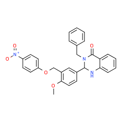 ChemSpider 2D Image | 3-Benzyl-2-{4-methoxy-3-[(4-nitrophenoxy)methyl]phenyl}-2,3-dihydro-4(1H)-quinazolinone | C29H25N3O5