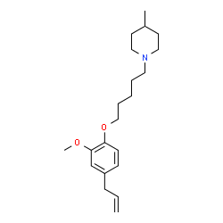 ChemSpider 2D Image | 1-[5-(4-Allyl-2-methoxyphenoxy)pentyl]-4-methylpiperidine | C21H33NO2