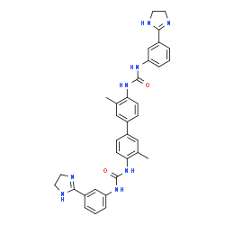 ChemSpider 2D Image | 1,1'-(3,3'-Dimethyl-4,4'-biphenyldiyl)bis{3-[3-(4,5-dihydro-1H-imidazol-2-yl)phenyl]urea} | C34H34N8O2
