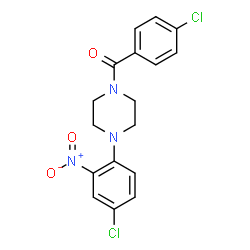 ChemSpider 2D Image | [4-(4-Chloro-2-nitrophenyl)-1-piperazinyl](4-chlorophenyl)methanone | C17H15Cl2N3O3