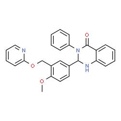 ChemSpider 2D Image | 2-{4-Methoxy-3-[(2-pyridinyloxy)methyl]phenyl}-3-phenyl-2,3-dihydro-4(1H)-quinazolinone | C27H23N3O3