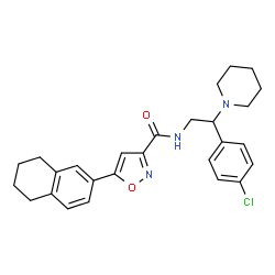 ChemSpider 2D Image | N-[2-(4-Chlorophenyl)-2-(1-piperidinyl)ethyl]-5-(5,6,7,8-tetrahydro-2-naphthalenyl)-1,2-oxazole-3-carboxamide | C27H30ClN3O2