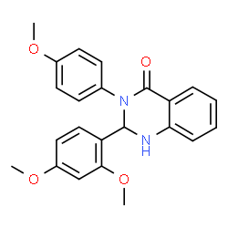 ChemSpider 2D Image | 2-(2,4-Dimethoxyphenyl)-3-(4-methoxyphenyl)-2,3-dihydro-4(1H)-quinazolinone | C23H22N2O4