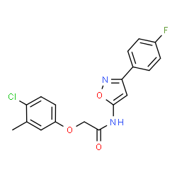 ChemSpider 2D Image | 2-(4-Chloro-3-methylphenoxy)-N-[3-(4-fluorophenyl)-1,2-oxazol-5-yl]acetamide | C18H14ClFN2O3