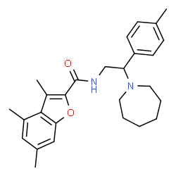 ChemSpider 2D Image | N-[2-(1-Azepanyl)-2-(4-methylphenyl)ethyl]-3,4,6-trimethyl-1-benzofuran-2-carboxamide | C27H34N2O2