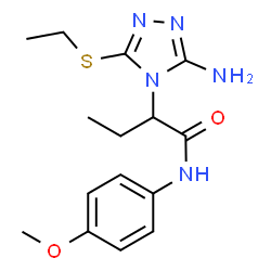 ChemSpider 2D Image | 2-[3-Amino-5-(ethylsulfanyl)-4H-1,2,4-triazol-4-yl]-N-(4-methoxyphenyl)butanamide | C15H21N5O2S
