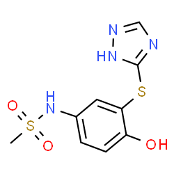 ChemSpider 2D Image | N-[4-Hydroxy-3-(1H-1,2,4-triazol-3-ylsulfanyl)phenyl]methanesulfonamide | C9H10N4O3S2