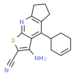 ChemSpider 2D Image | 3-Amino-4-(3-cyclohexen-1-yl)-6,7-dihydro-5H-cyclopenta[b]thieno[3,2-e]pyridine-2-carbonitrile | C17H17N3S