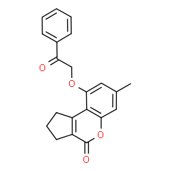 ChemSpider 2D Image | 7-Methyl-9-(2-oxo-2-phenylethoxy)-2,3-dihydrocyclopenta[c]chromen-4(1H)-one | C21H18O4