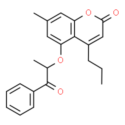 ChemSpider 2D Image | 7-Methyl-5-[(1-oxo-1-phenyl-2-propanyl)oxy]-4-propyl-2H-chromen-2-one | C22H22O4