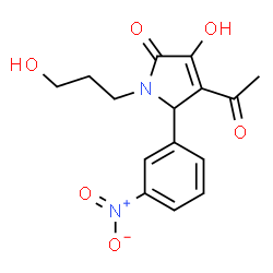 ChemSpider 2D Image | 4-Acetyl-3-hydroxy-1-(3-hydroxypropyl)-5-(3-nitrophenyl)-1,5-dihydro-2H-pyrrol-2-one | C15H16N2O6