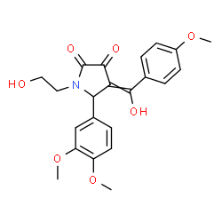 ChemSpider 2D Image | 5-(3,4-Dimethoxyphenyl)-1-(2-hydroxyethyl)-4-[hydroxy(4-methoxyphenyl)methylene]-2,3-pyrrolidinedione | C22H23NO7