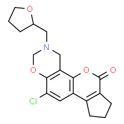 ChemSpider 2D Image | 11-Chloro-3-(tetrahydro-2-furanylmethyl)-3,4,8,9-tetrahydro-2H-cyclopenta[3,4]chromeno[8,7-e][1,3]oxazin-6(7H)-one | C19H20ClNO4