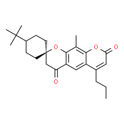 ChemSpider 2D Image | 10'-Methyl-4-(2-methyl-2-propanyl)-6'-propyl-8'H-spiro[cyclohexane-1,2'-pyrano[3,2-g]chromene]-4',8'(3'H)-dione | C25H32O4