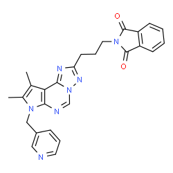 ChemSpider 2D Image | 2-{3-[8,9-Dimethyl-7-(3-pyridinylmethyl)-7H-pyrrolo[3,2-e][1,2,4]triazolo[1,5-c]pyrimidin-2-yl]propyl}-1H-isoindole-1,3(2H)-dione | C26H23N7O2