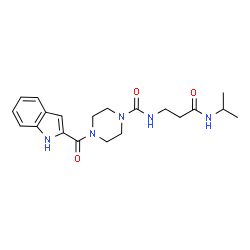 ChemSpider 2D Image | 4-(1H-Indol-2-ylcarbonyl)-N-[3-(isopropylamino)-3-oxopropyl]-1-piperazinecarboxamide | C20H27N5O3
