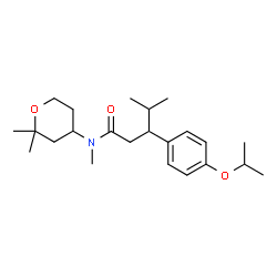 ChemSpider 2D Image | N-(2,2-Dimethyltetrahydro-2H-pyran-4-yl)-3-(4-isopropoxyphenyl)-N,4-dimethylpentanamide | C23H37NO3