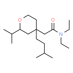 ChemSpider 2D Image | N,N-Diethyl-2-[2-isopropyl-4-(3-methylbutyl)tetrahydro-2H-pyran-4-yl]acetamide | C19H37NO2