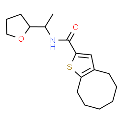 ChemSpider 2D Image | N-[1-(Tetrahydro-2-furanyl)ethyl]-4,5,6,7,8,9-hexahydrocycloocta[b]thiophene-2-carboxamide | C17H25NO2S