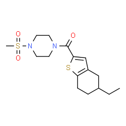 ChemSpider 2D Image | (5-Ethyl-4,5,6,7-tetrahydro-1-benzothiophen-2-yl)[4-(methylsulfonyl)-1-piperazinyl]methanone | C16H24N2O3S2