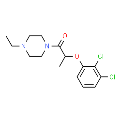 ChemSpider 2D Image | 2-(2,3-Dichlorophenoxy)-1-(4-ethyl-1-piperazinyl)-1-propanone | C15H20Cl2N2O2