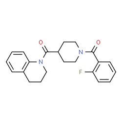ChemSpider 2D Image | 3,4-Dihydro-1(2H)-quinolinyl[1-(2-fluorobenzoyl)-4-piperidinyl]methanone | C22H23FN2O2