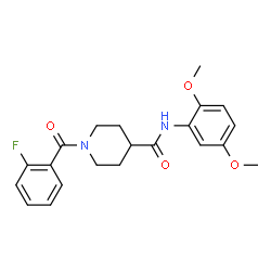 ChemSpider 2D Image | N-(2,5-Dimethoxyphenyl)-1-(2-fluorobenzoyl)-4-piperidinecarboxamide | C21H23FN2O4