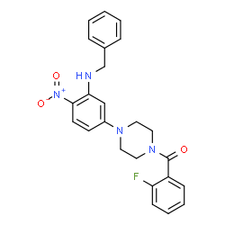 ChemSpider 2D Image | {4-[3-(Benzylamino)-4-nitrophenyl]-1-piperazinyl}(2-fluorophenyl)methanone | C24H23FN4O3