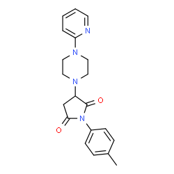 ChemSpider 2D Image | 3-(4-Pyridin-2-yl-piperazin-1-yl)-1-p-tolyl-pyrrolidine-2,5-dione | C20H22N4O2