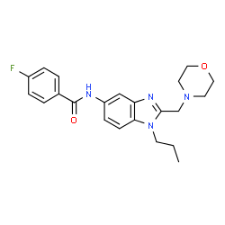 ChemSpider 2D Image | 4-Fluoro-N-[2-(4-morpholinylmethyl)-1-propyl-1H-benzimidazol-5-yl]benzamide | C22H25FN4O2