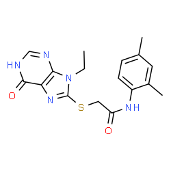 ChemSpider 2D Image | N-(2,4-Dimethylphenyl)-2-[(9-ethyl-6-oxo-6,9-dihydro-1H-purin-8-yl)sulfanyl]acetamide | C17H19N5O2S