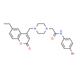 ChemSpider 2D Image | N-(4-Bromophenyl)-2-{4-[(6-ethyl-2-oxo-2H-chromen-4-yl)methyl]-1-piperazinyl}acetamide | C24H26BrN3O3