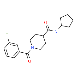 ChemSpider 2D Image | N-Cyclopentyl-1-(3-fluorobenzoyl)-4-piperidinecarboxamide | C18H23FN2O2