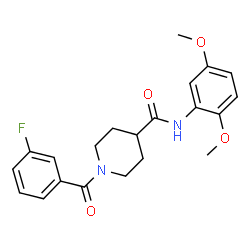 ChemSpider 2D Image | N-(2,5-Dimethoxyphenyl)-1-(3-fluorobenzoyl)-4-piperidinecarboxamide | C21H23FN2O4