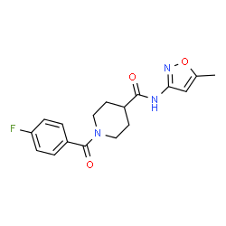 ChemSpider 2D Image | 1-(4-Fluorobenzoyl)-N-(5-methyl-1,2-oxazol-3-yl)-4-piperidinecarboxamide | C17H18FN3O3