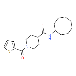 ChemSpider 2D Image | N-Cyclooctyl-1-(2-thienylcarbonyl)-4-piperidinecarboxamide | C19H28N2O2S