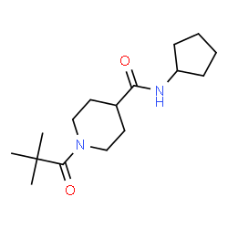 ChemSpider 2D Image | N-Cyclopentyl-1-(2,2-dimethylpropanoyl)-4-piperidinecarboxamide | C16H28N2O2