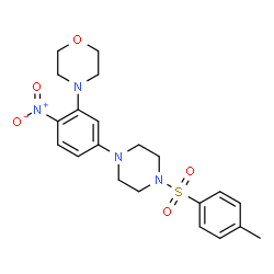 ChemSpider 2D Image | 4-{2-Nitro-5-[4-(toluene-4-sulfonyl)-piperazin-1-yl]-phenyl}-morpholine | C21H26N4O5S