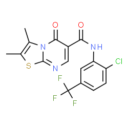 ChemSpider 2D Image | N-[2-Chloro-5-(trifluoromethyl)phenyl]-2,3-dimethyl-5-oxo-5H-[1,3]thiazolo[3,2-a]pyrimidine-6-carboxamide | C16H11ClF3N3O2S
