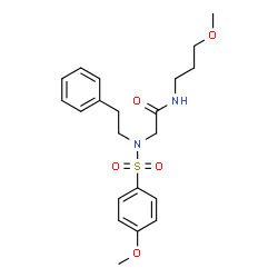 ChemSpider 2D Image | N~2~-[(4-Methoxyphenyl)sulfonyl]-N-(3-methoxypropyl)-N~2~-(2-phenylethyl)glycinamide | C21H28N2O5S