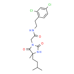 ChemSpider 2D Image | N-[2-(2,4-Dichlorophenyl)ethyl]-2-[4-methyl-4-(3-methylbutyl)-2,5-dioxo-1-imidazolidinyl]acetamide | C19H25Cl2N3O3