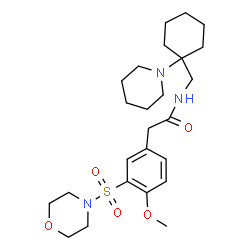 ChemSpider 2D Image | 2-[4-Methoxy-3-(4-morpholinylsulfonyl)phenyl]-N-{[1-(1-piperidinyl)cyclohexyl]methyl}acetamide | C25H39N3O5S