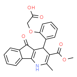 ChemSpider 2D Image | {2-[3-(Methoxycarbonyl)-2-methyl-5-oxo-4,5-dihydro-1H-indeno[1,2-b]pyridin-4-yl]phenoxy}acetic acid | C23H19NO6