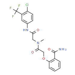 ChemSpider 2D Image | 2-{2-[(2-{[4-Chloro-3-(trifluoromethyl)phenyl]amino}-2-oxoethyl)(methyl)amino]-2-oxoethoxy}benzamide | C19H17ClF3N3O4