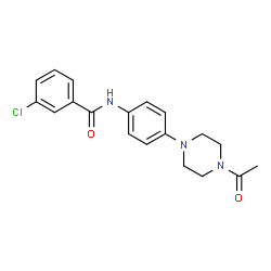 ChemSpider 2D Image | N-[4-(4-Acetyl-1-piperazinyl)phenyl]-3-chlorobenzamide | C19H20ClN3O2